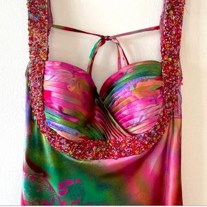 Faviana Couture Multi Color Beaded Dress